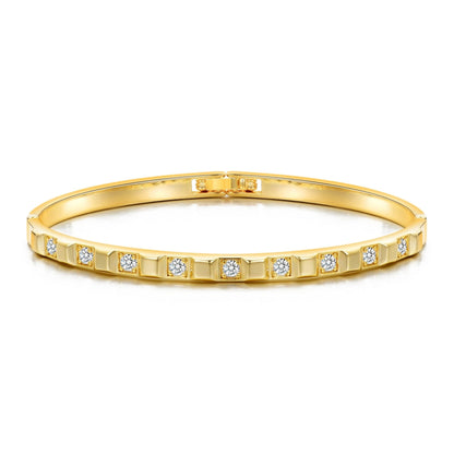 Gold Plated Cubic Bangle Created with Zircondia® Crystals (7 Inch)