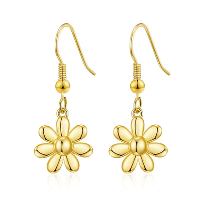 Gold Plated Daisy Drop Earrings