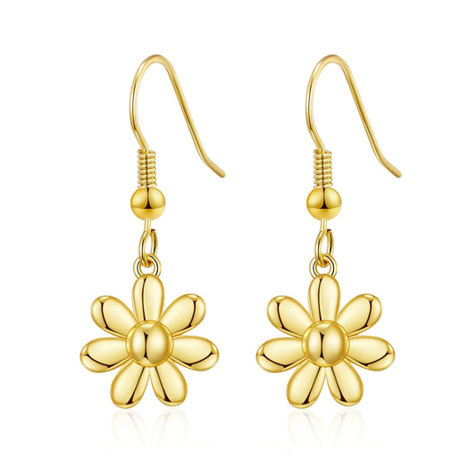 Gold Plated Daisy Drop Earrings