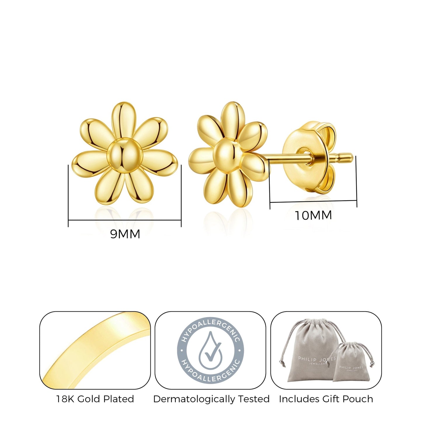 Gold Plated Daisy Earrings