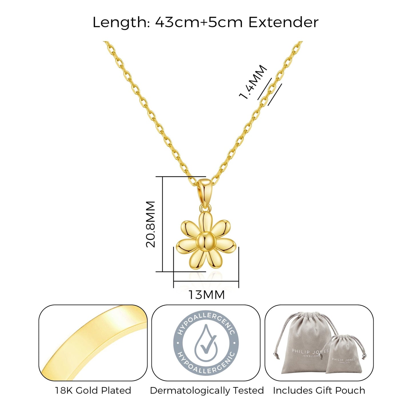 18k Gold Plated Daisy Necklace