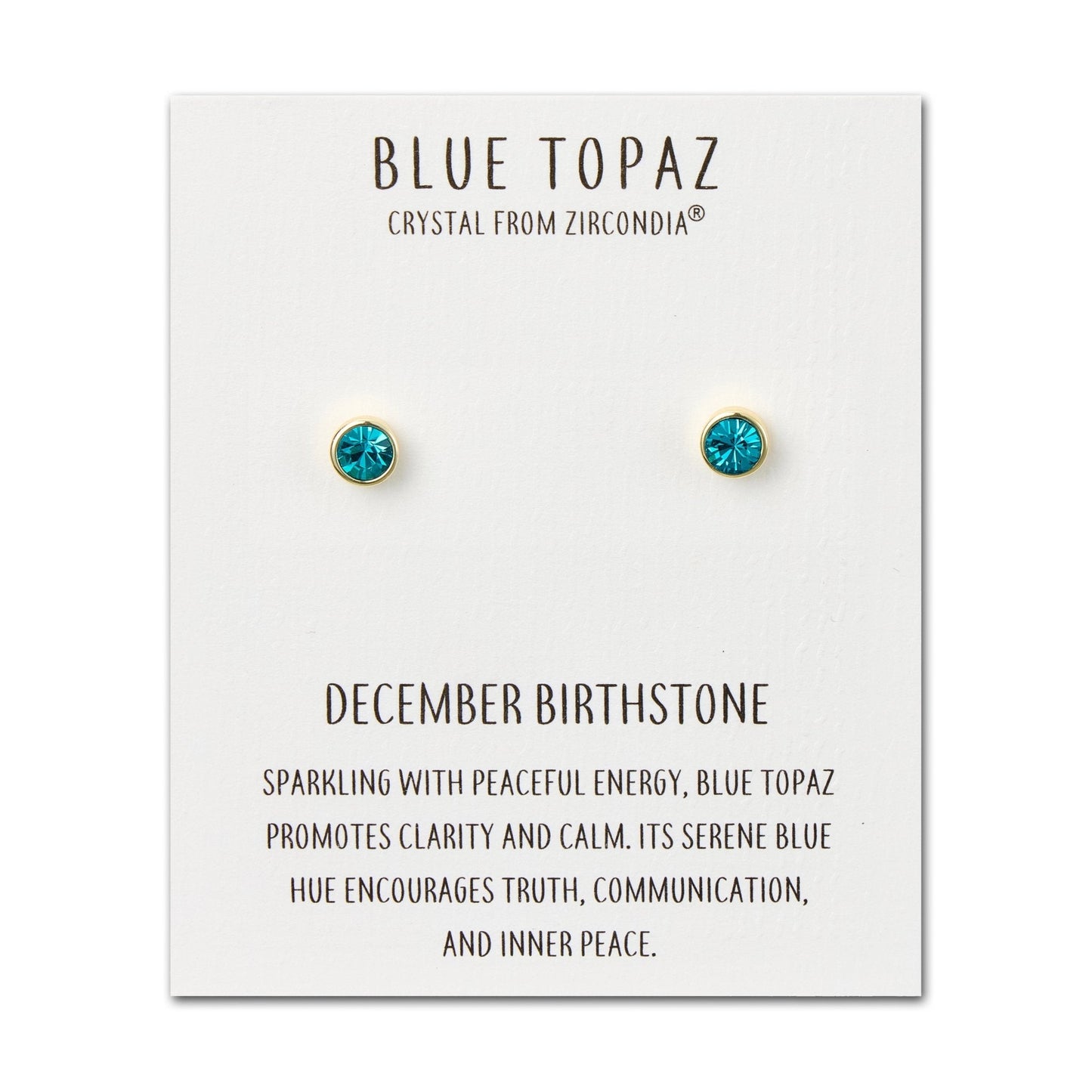 Gold Plated December (Blue Topaz) Birthstone Earrings Created with Zircondia® Crystals
