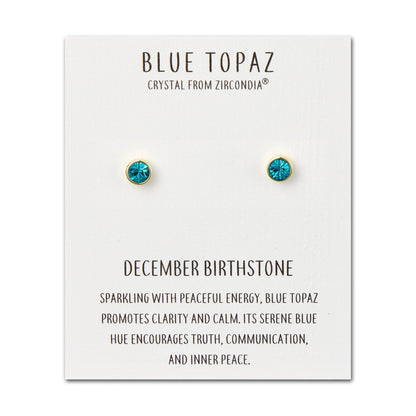 Gold Plated December (Blue Topaz) Birthstone Earrings Created with Zircondia® Crystals