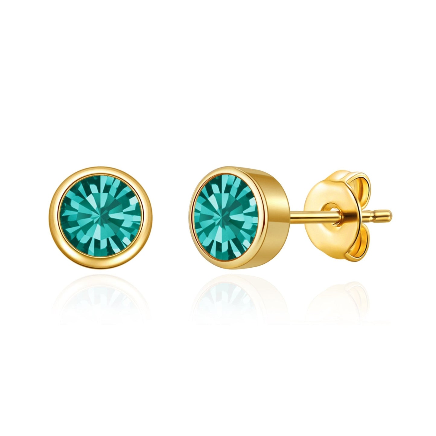 Gold Plated December (Blue Topaz) Birthstone Earrings Created with Zircondia® Crystals