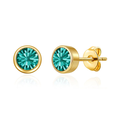 Gold Plated December (Blue Topaz) Birthstone Earrings Created with Zircondia® Crystals