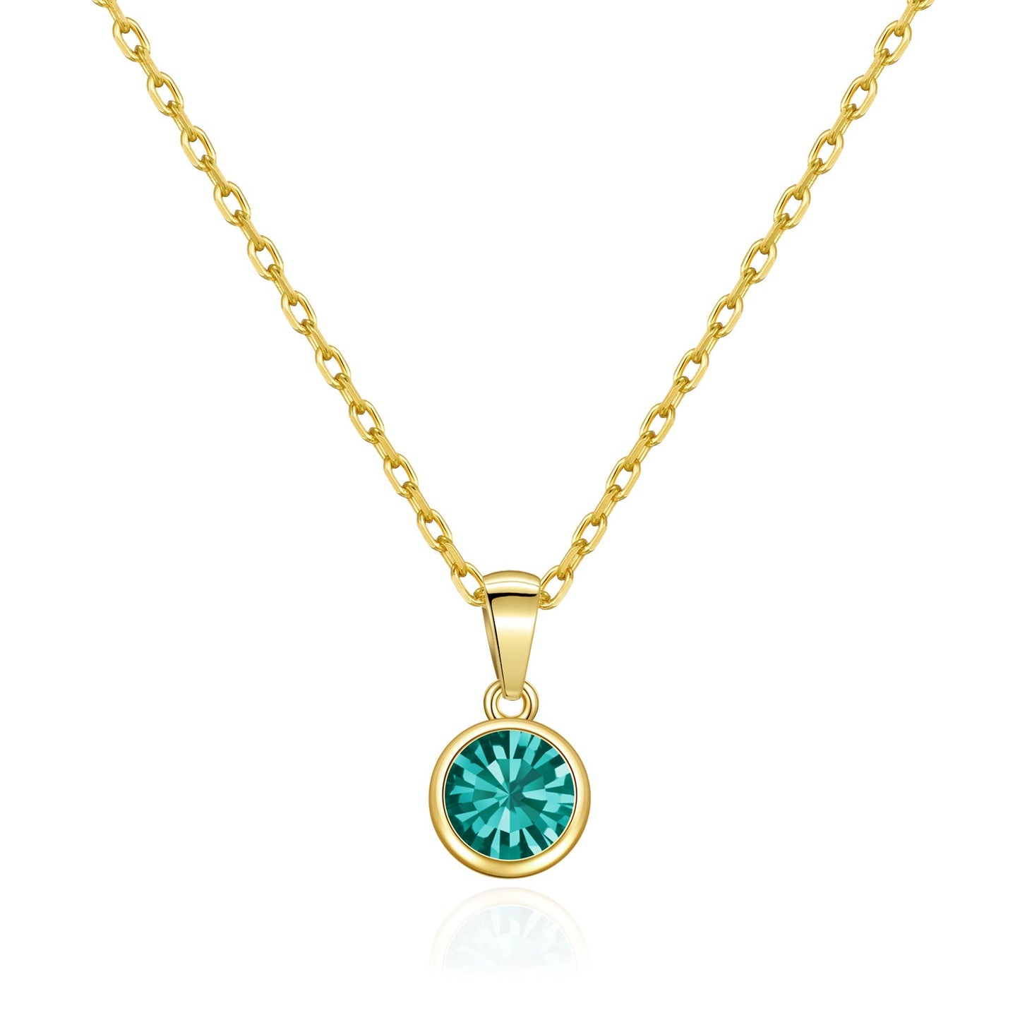 Gold Plated December (Blue Topaz) Birthstone Necklace Created with Zircondia® Crystals