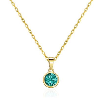 Gold Plated December (Blue Topaz) Birthstone Necklace Created with Zircondia® Crystals