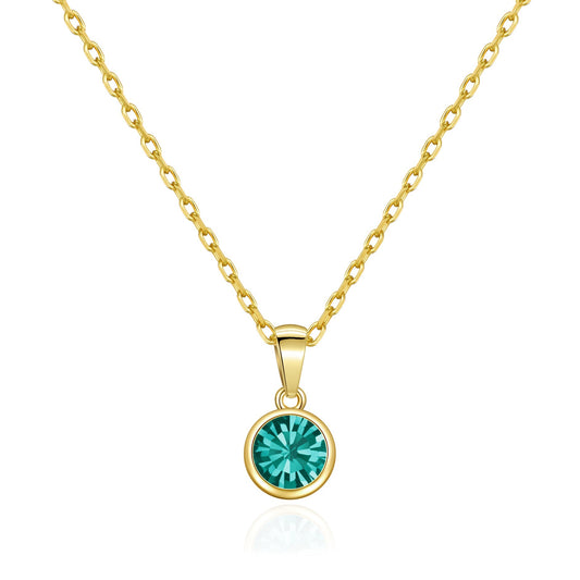 Gold Plated December (Blue Topaz) Birthstone Necklace Created with Zircondia® Crystals