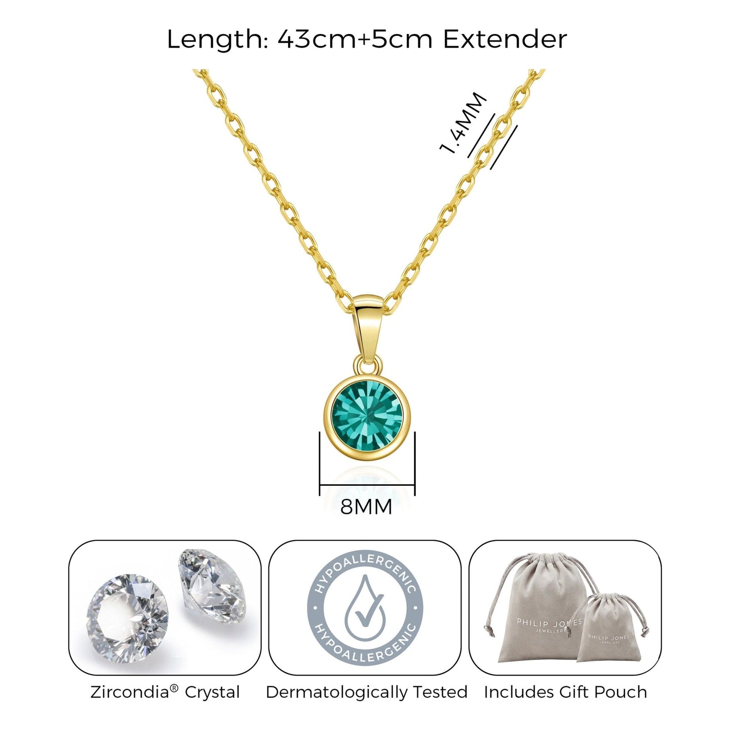 Gold Plated December (Blue Topaz) Birthstone Necklace Created with Zircondia® Crystals