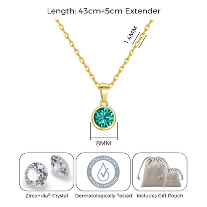 Gold Plated December (Blue Topaz) Birthstone Necklace Created with Zircondia® Crystals