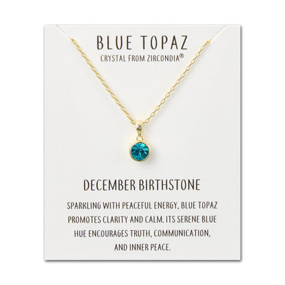 Gold Plated December (Blue Topaz) Birthstone Necklace Created with Zircondia® Crystals