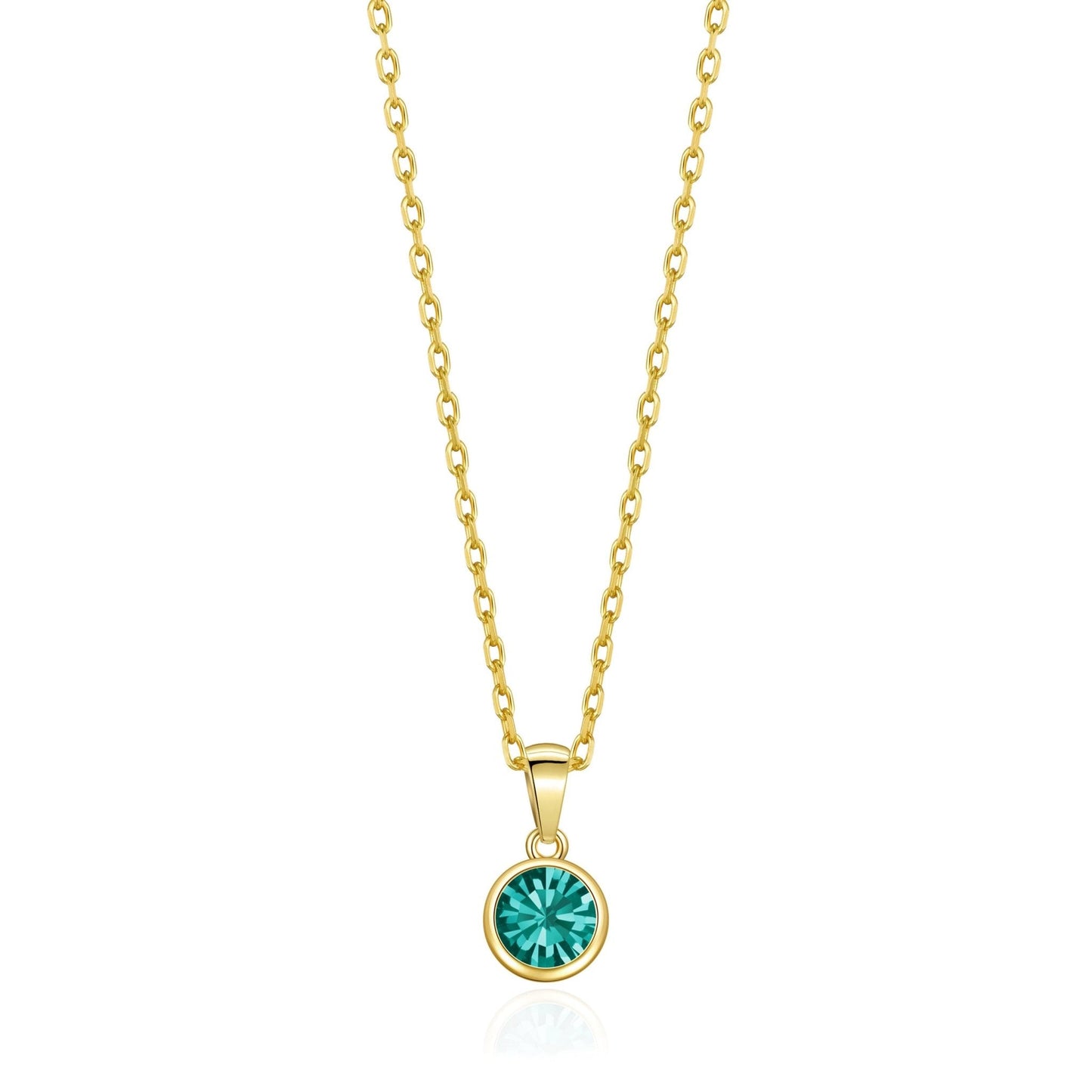 Gold Plated December (Blue Topaz) Birthstone Necklace Created with Zircondia® Crystals