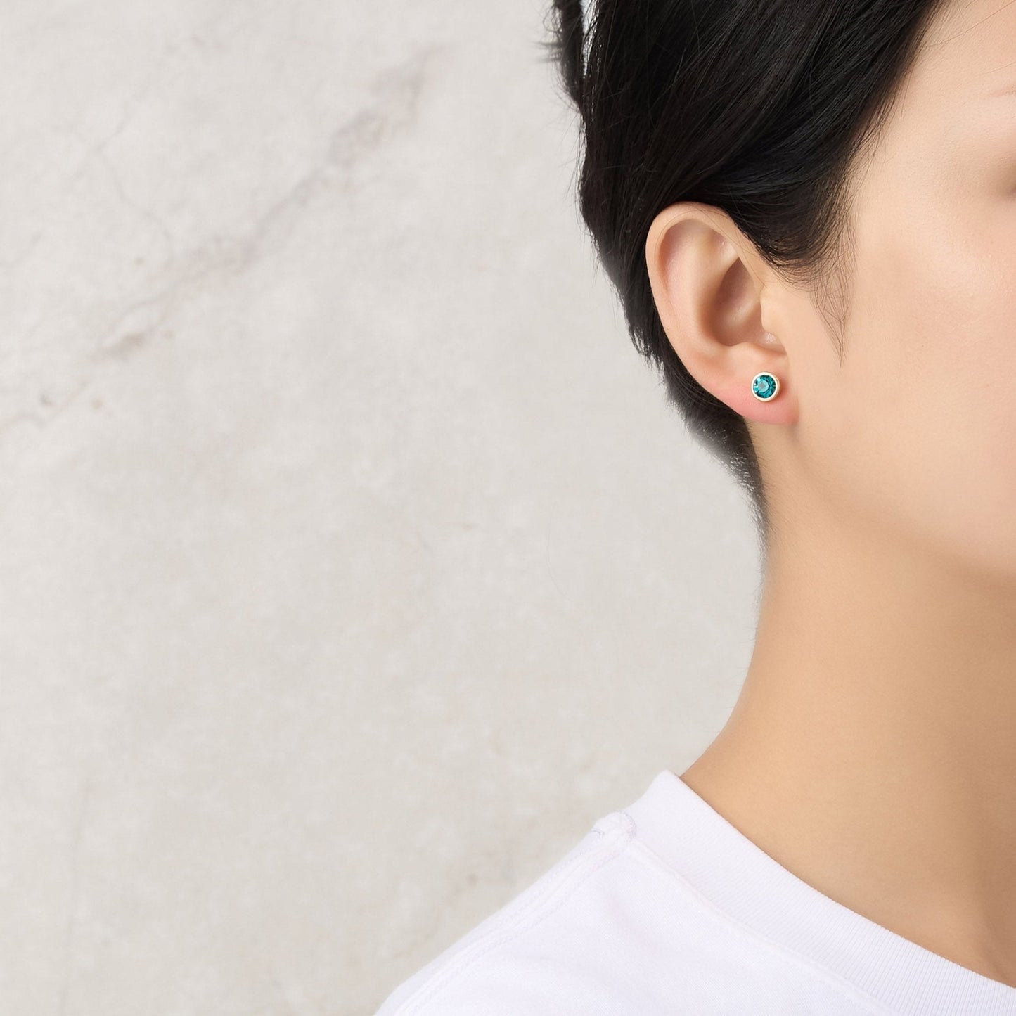 Gold Plated December (Blue Topaz) Birthstone Necklace & Earrings Set Created with Zircondia® Crystals