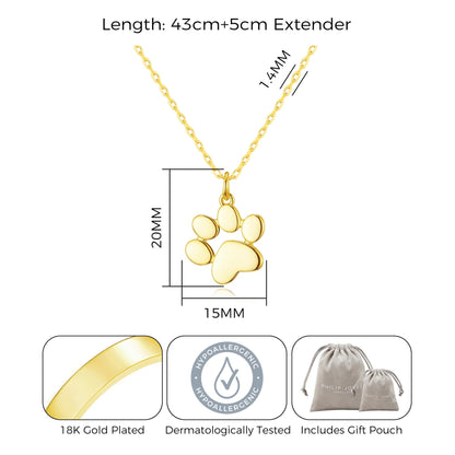 Gold Plated Dog Paw Necklace
