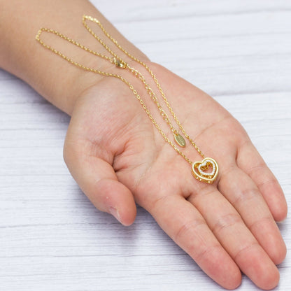 Gold Plated Double Heart Necklace Created with Zircondia® Crystals