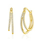 Gold Plated Double Hoop Earrings Created with Zircondia® Crystals