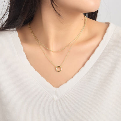 18k Gold Plated Double Layered Circle Necklace