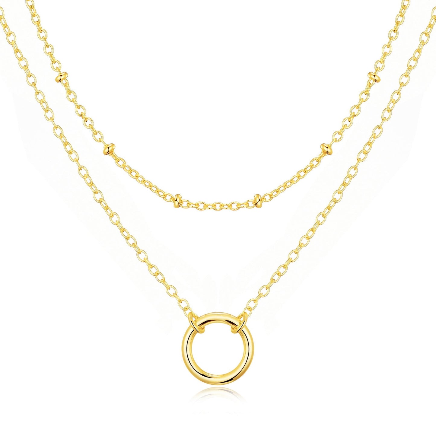 Gold Plated Double Layered Circle Necklace