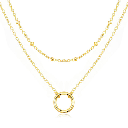 Gold Plated Double Layered Circle Necklace