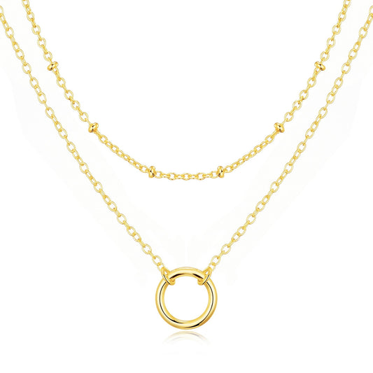 Gold Plated Double Layered Circle Necklace