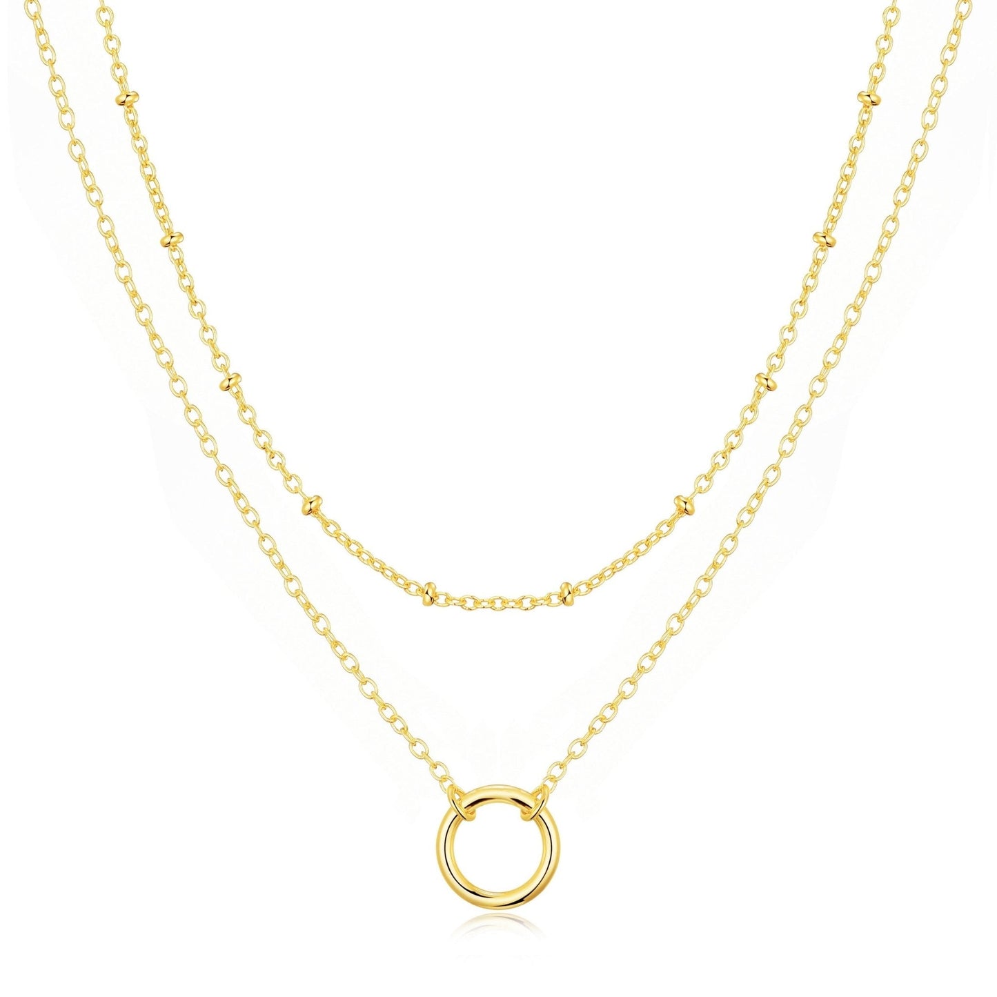 Gold Plated Double Layered Circle Necklace
