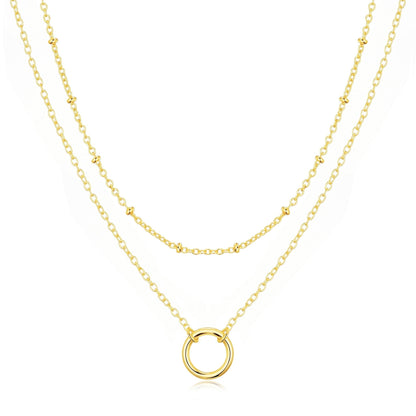 18k Gold Plated Double Layered Circle Necklace