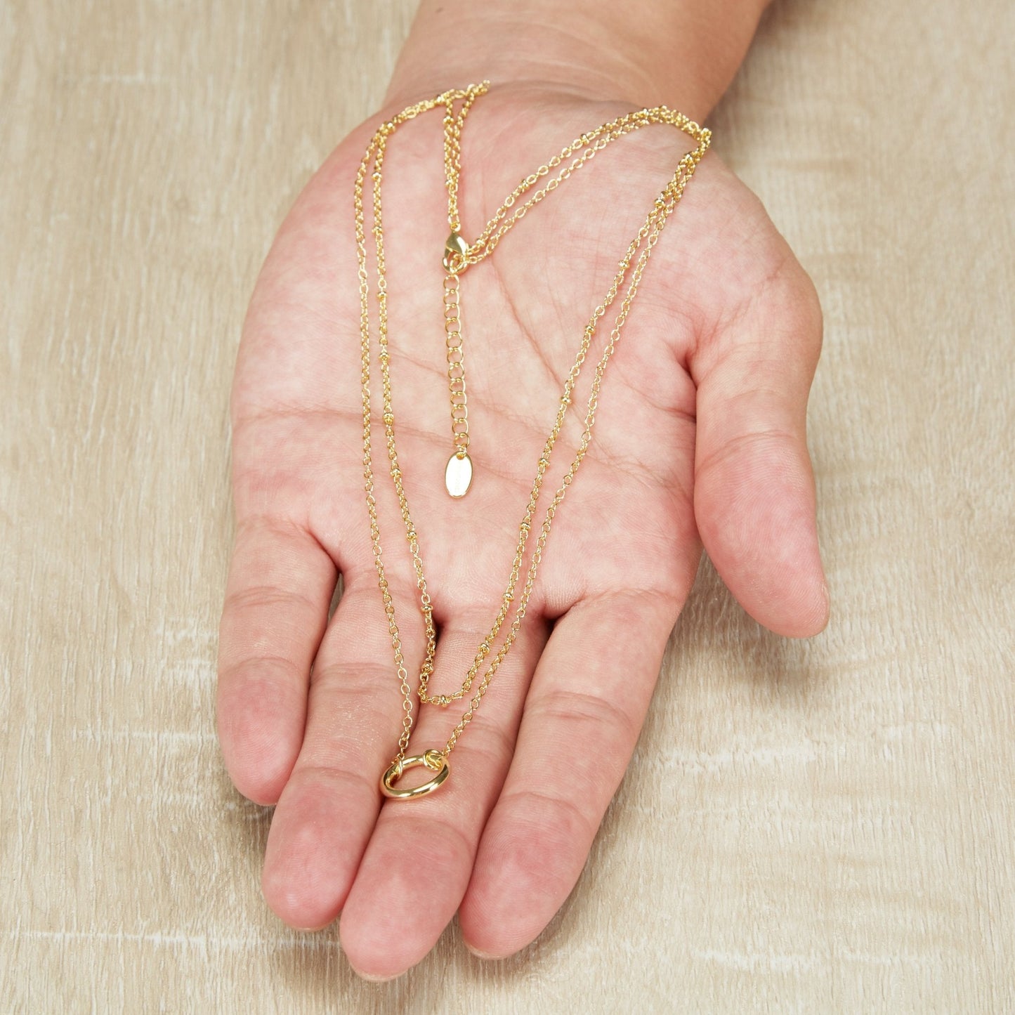 18k Gold Plated Double Layered Circle Necklace