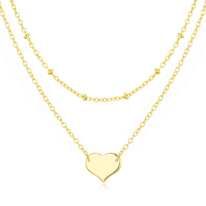 Gold Plated Double Layered Heart Necklace