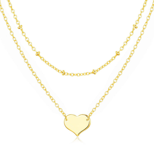 Gold Plated Double Layered Heart Necklace