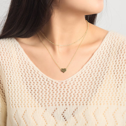 18k Gold Plated Double Layered Heart Necklace