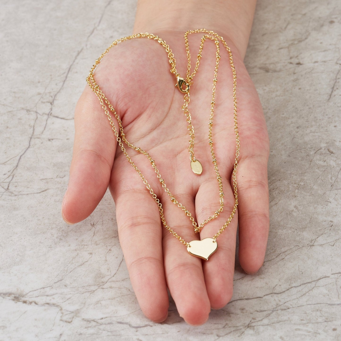 18k Gold Plated Double Layered Heart Necklace