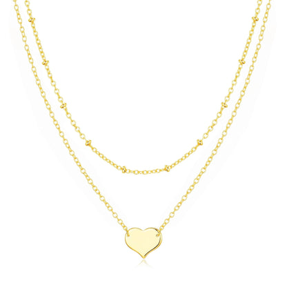 Gold Plated Double Layered Heart Necklace