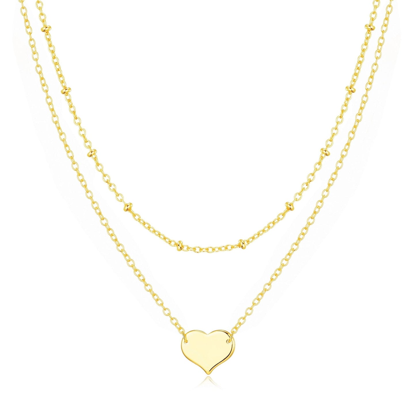 18k Gold Plated Double Layered Heart Necklace