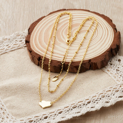 18k Gold Plated Double Layered Heart Necklace