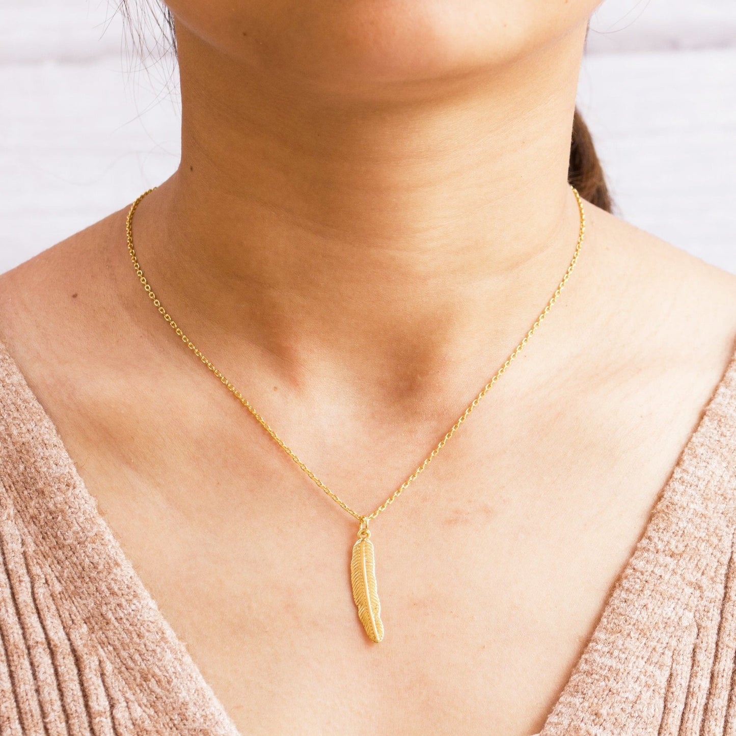 Gold Plated Feather Necklace