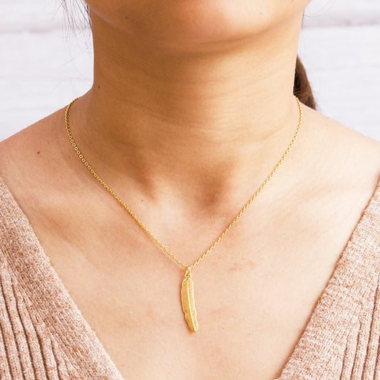 Gold Plated Feather Necklace