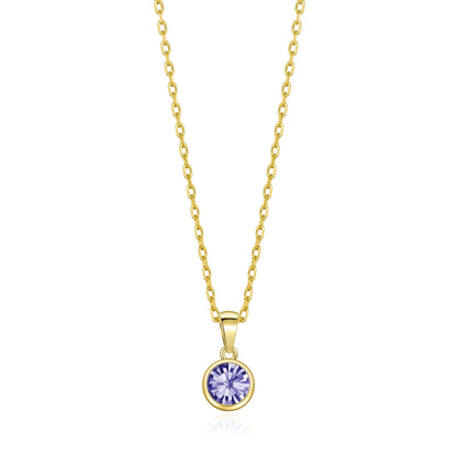 Gold Plated February (Amethyst) Birthstone Necklace Created with Zircondia® Crystals