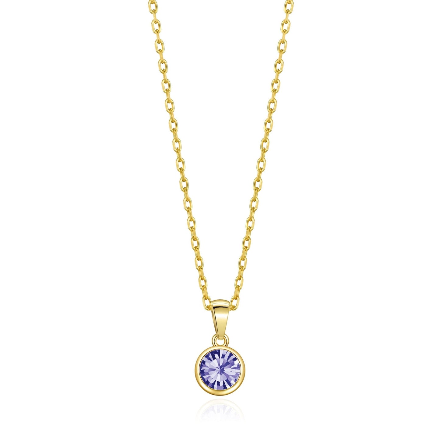 18k Gold Plated February (Amethyst) Birthstone Necklace Created with Zircondia® Crystals