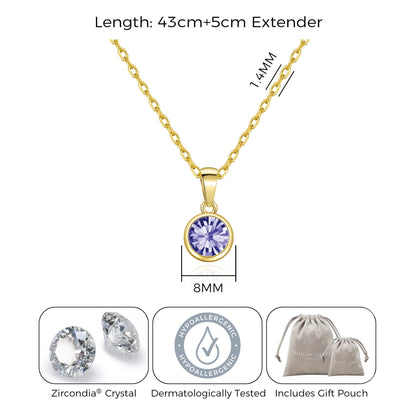 18k Gold Plated February (Amethyst) Birthstone Necklace Created with Zircondia® Crystals