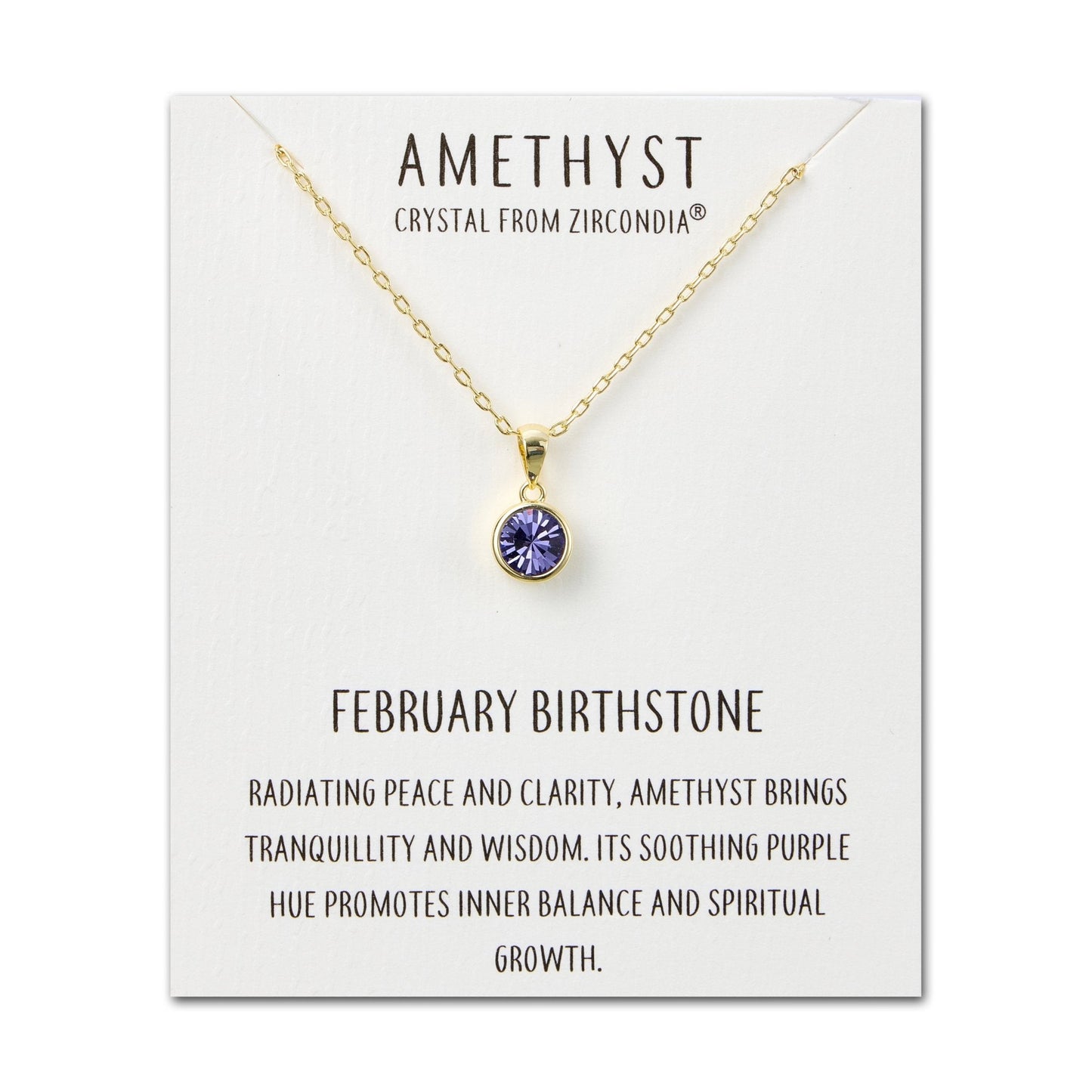 Gold Plated February (Amethyst) Birthstone Necklace Created with Zircondia® Crystals