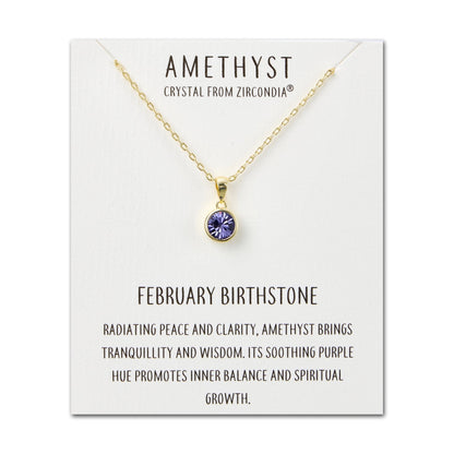 Gold Plated February (Amethyst) Birthstone Necklace Created with Zircondia® Crystals