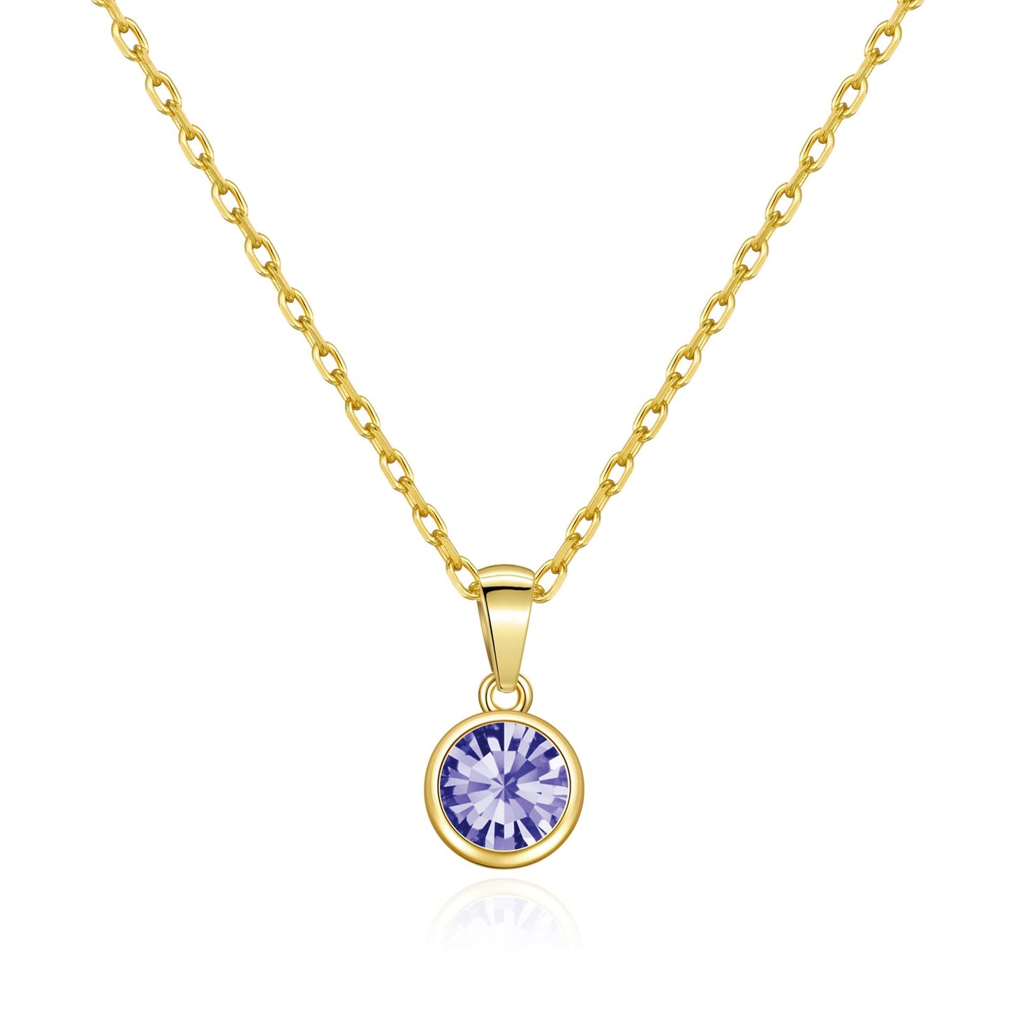 Gold Plated February (Amethyst) Birthstone Necklace Created with Zircondia® Crystals