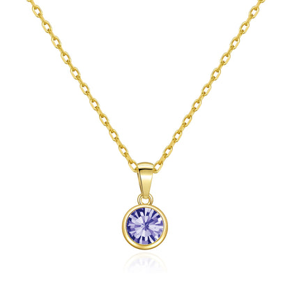 Gold Plated February (Amethyst) Birthstone Necklace Created with Zircondia® Crystals