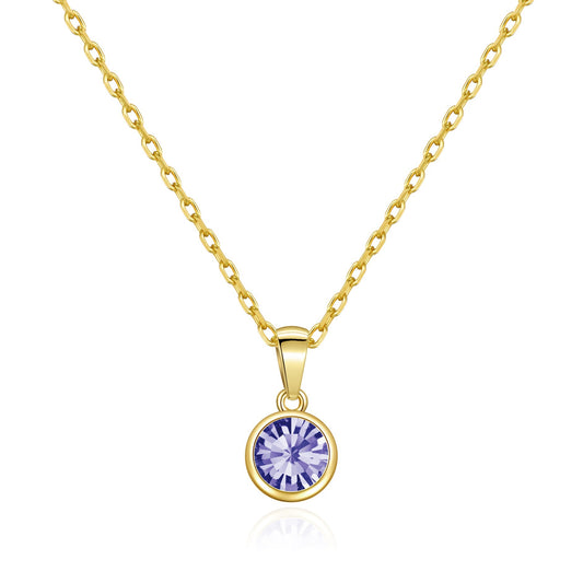 Gold Plated February (Amethyst) Birthstone Necklace Created with Zircondia® Crystals