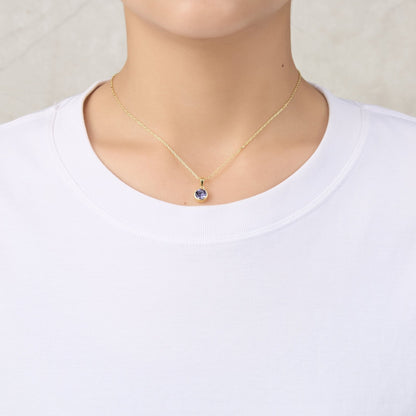 18k Gold Plated February (Amethyst) Birthstone Necklace Created with Zircondia® Crystals