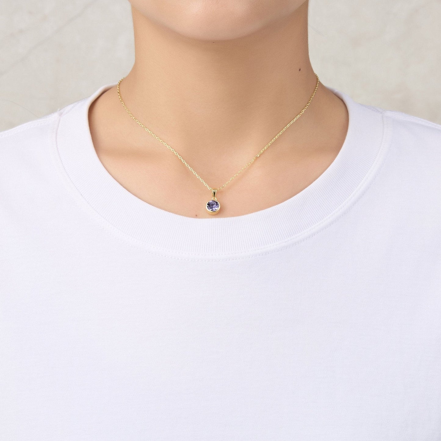 Gold Plated February (Amethyst) Birthstone Necklace & Earrings Set Created with Zircondia® Crystals