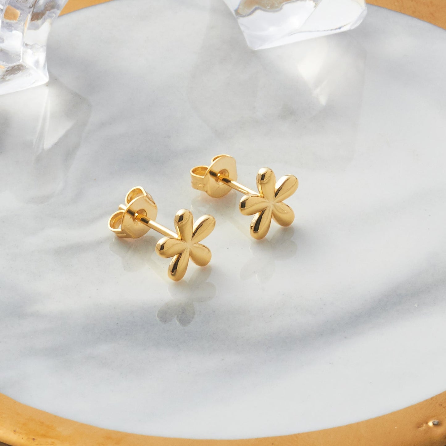 Gold Plated Flower Stud Earrings