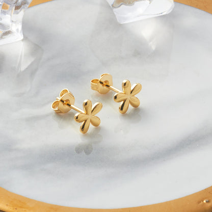 Gold Plated Flower Stud Earrings