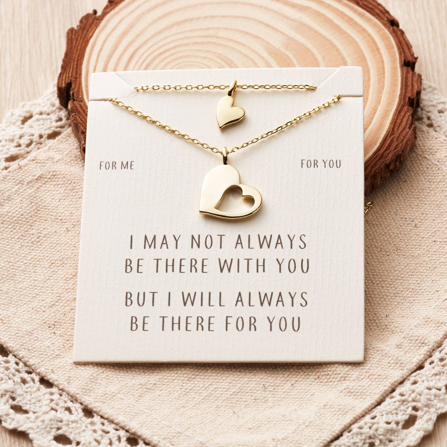 18k Gold Plated For Me For You Piece of My Heart Necklace Set