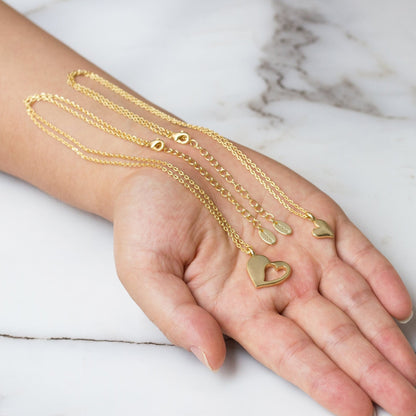 18k Gold Plated For Me For You Piece of My Heart Necklace Set